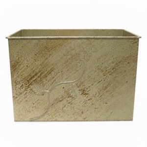 Κάδος-Ξυλοθήκη Ορθογώνιος Σχέδιο Φύλλα (763) Εκρού Πατίνα Χρυσό