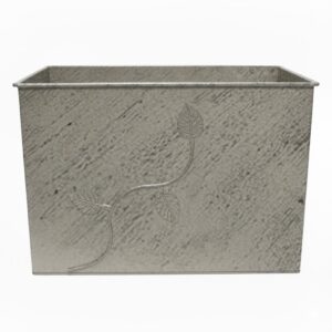 Κάδος-Ξυλοθήκη Ορθογώνιος Σχέδιο Φύλλα (763) Εκρού Πατίνα Ασημί