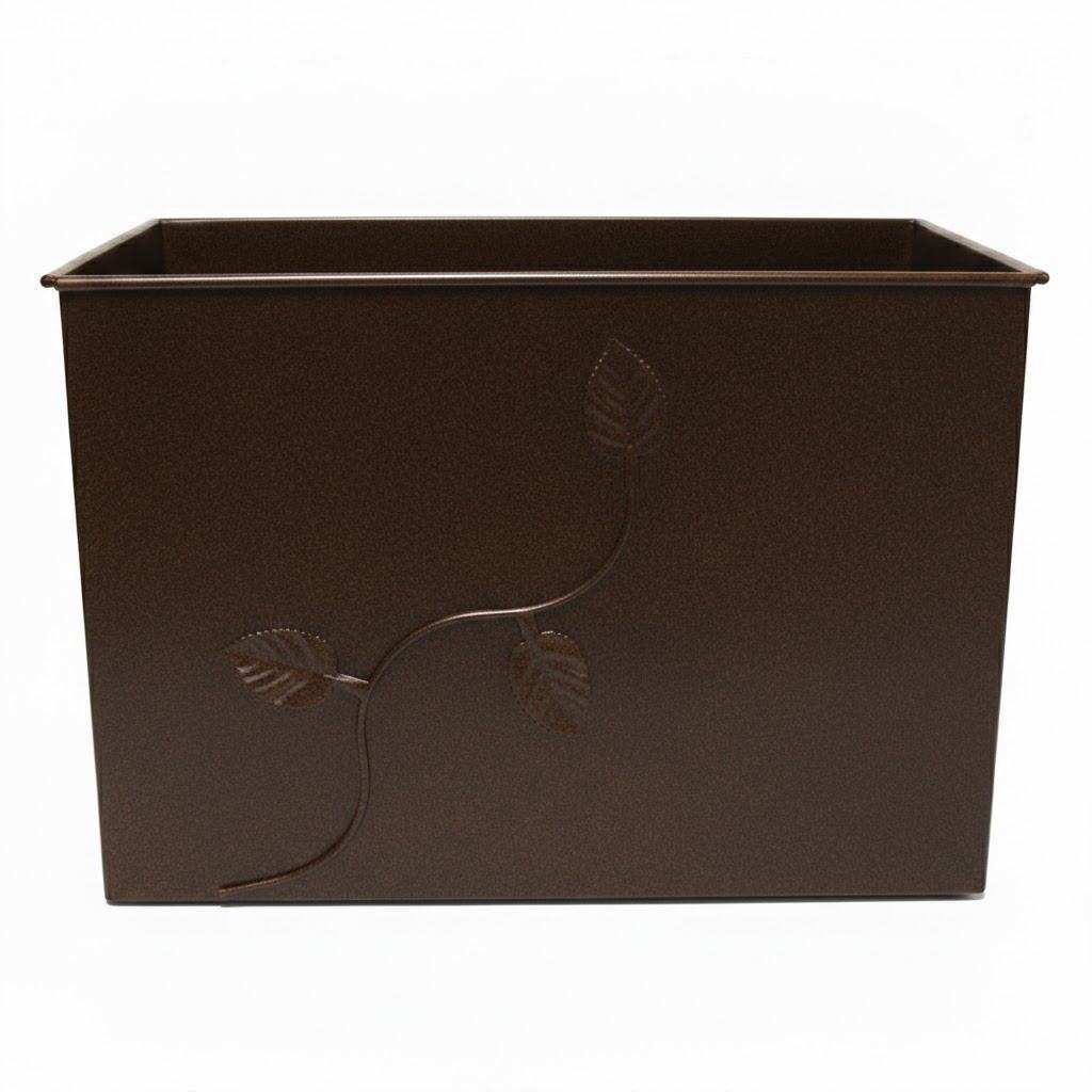 Κάδος-Ξυλοθήκη Ορθογώνιος Σχέδιο Φύλλα (763) Καφέ