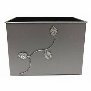 Κάδος-Ξυλοθήκη Ορθογώνιος Σχέδιο Φύλλα (763) Ασημί