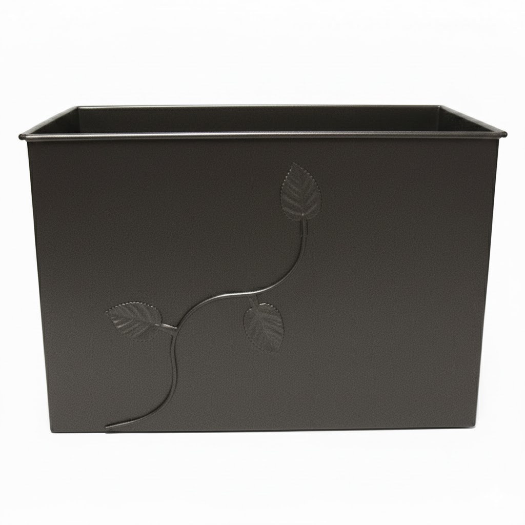 Κάδος-Ξυλοθήκη Ορθογώνιος Σχέδιο Φύλλα (763) Σκουριά