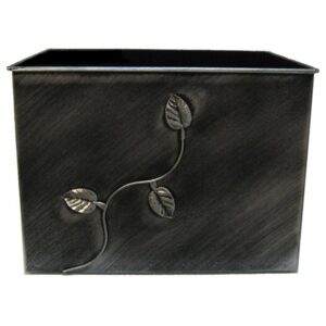 Κάδος-Ξυλοθήκη Ορθογώνιος Σχέδιο Φύλλα (763) Πατίνα Ασημί