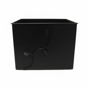 Κάδος-Ξυλοθήκη Τετράγωνος Σχέδιο Φύλλα (764) Μαύρο