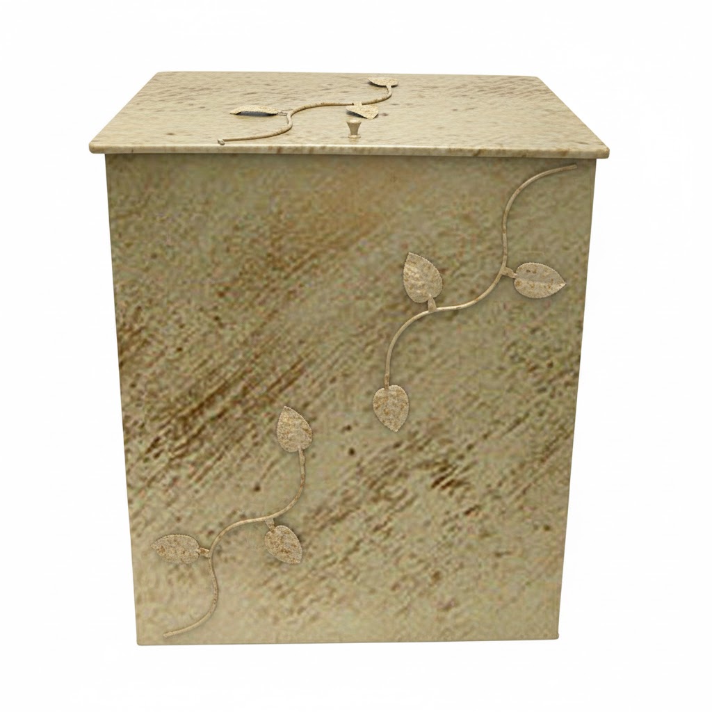 Κάδος - Ξυλοθήκη Γίγας Σχέδιο Φύλλα (766) Εκρού Πλατίνα Χρυσό