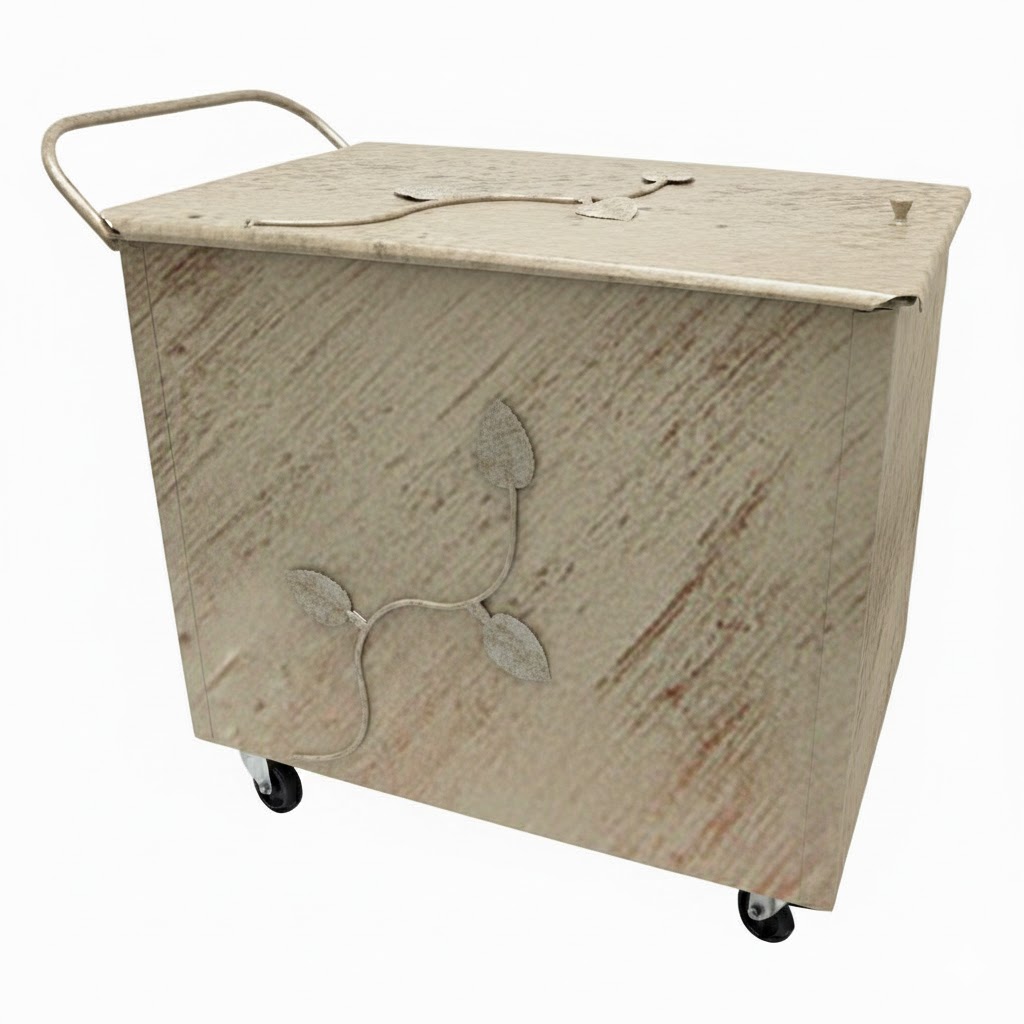 Κάδος-Ξυλοθήκη Τροχήλατη (767) Εκρού Πατίνα Χαλκός