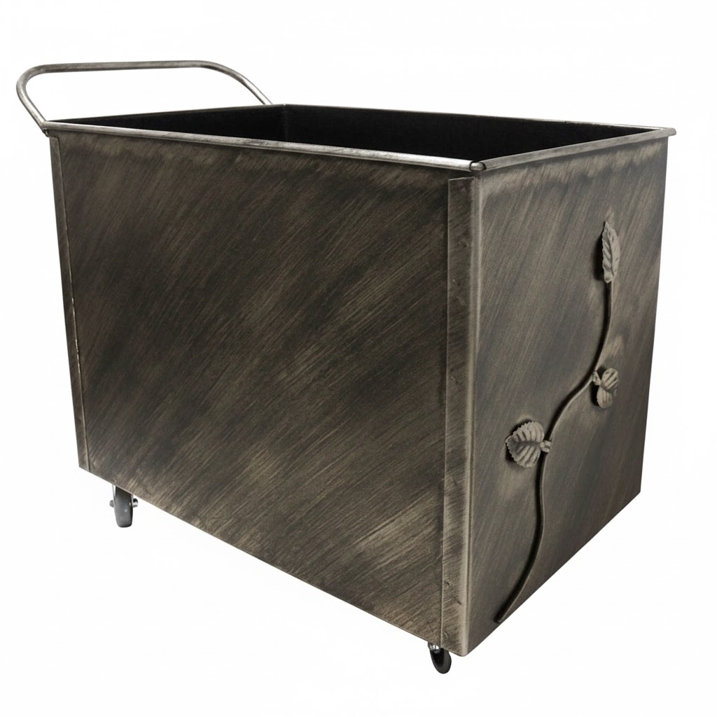 Κάδος-Ξυλοθήκη Τροχήλατη Ανοιχτού Τύπου (768) Πατίνα Ασημί