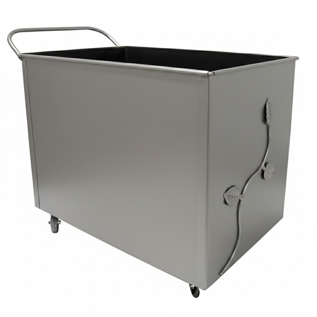 Κάδος-Ξυλοθήκη Τροχήλατη Ανοιχτού Τύπου (768) Ασημί