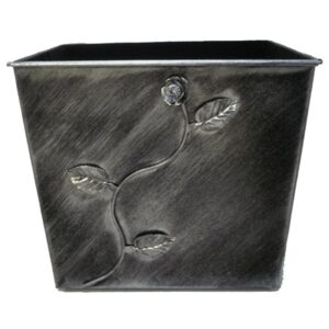 Κάδος - Ξυλοθήκη Σχέδιο Λουλούδι Strass (800) Πατίνα Ασημί