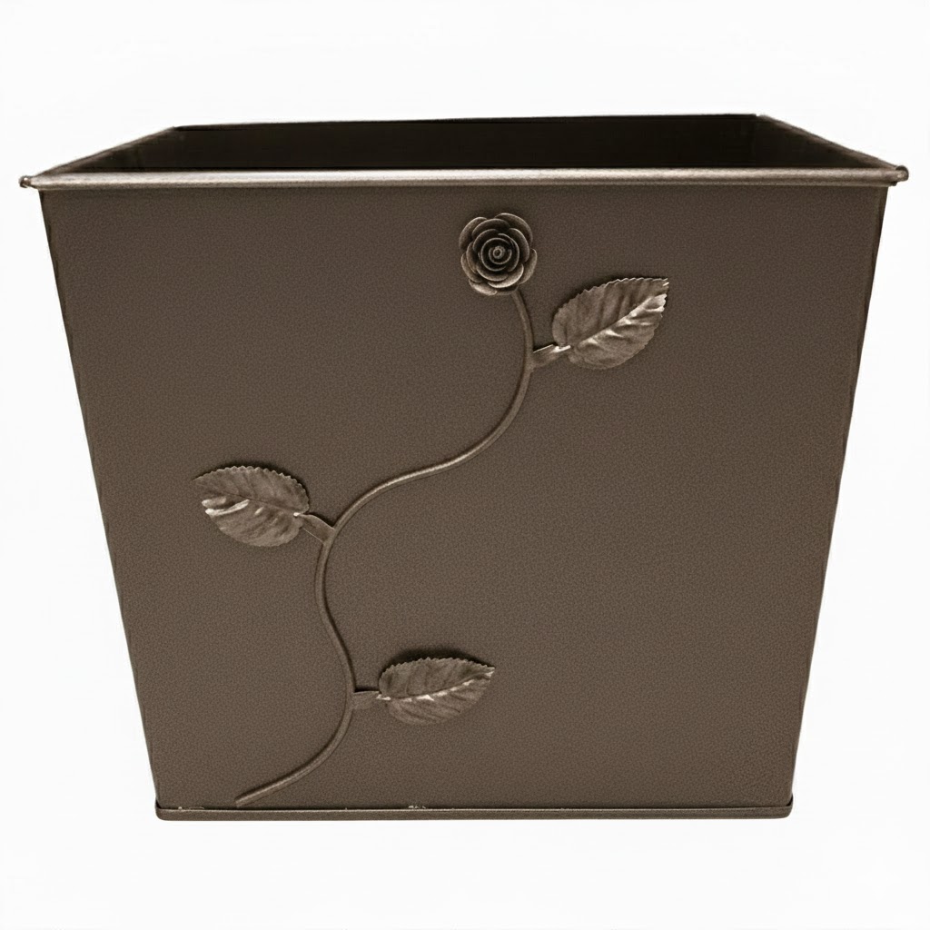 Κάδος - Ξυλοθήκη Σχέδιο Λουλούδι Strass (800) Καφέ