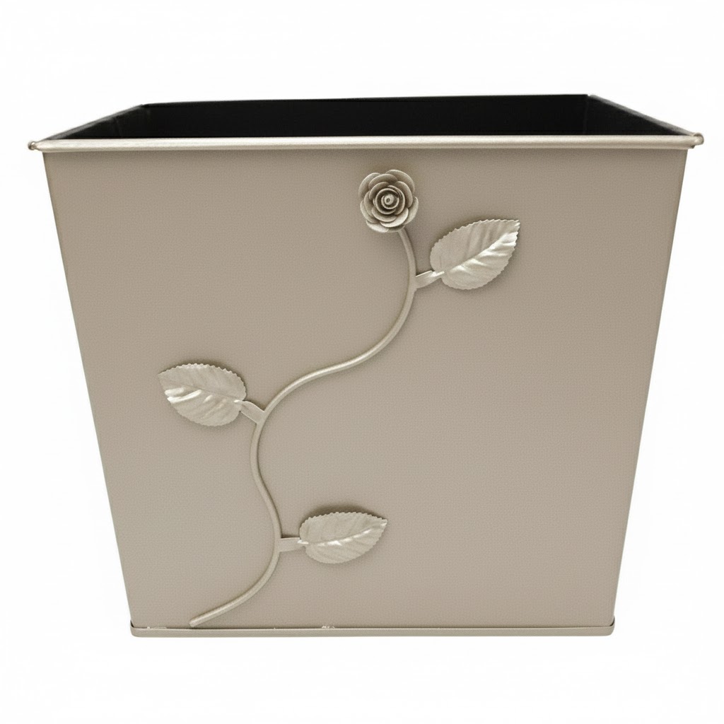 Κάδος - Ξυλοθήκη Σχέδιο Λουλούδι Strass (800) Εκρού