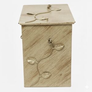 Κάδος - Ξυλοθήκη Μεσαία Σχέδιο Λουλούδι Strass (811) Εκρού Πατίνα Χρυσό