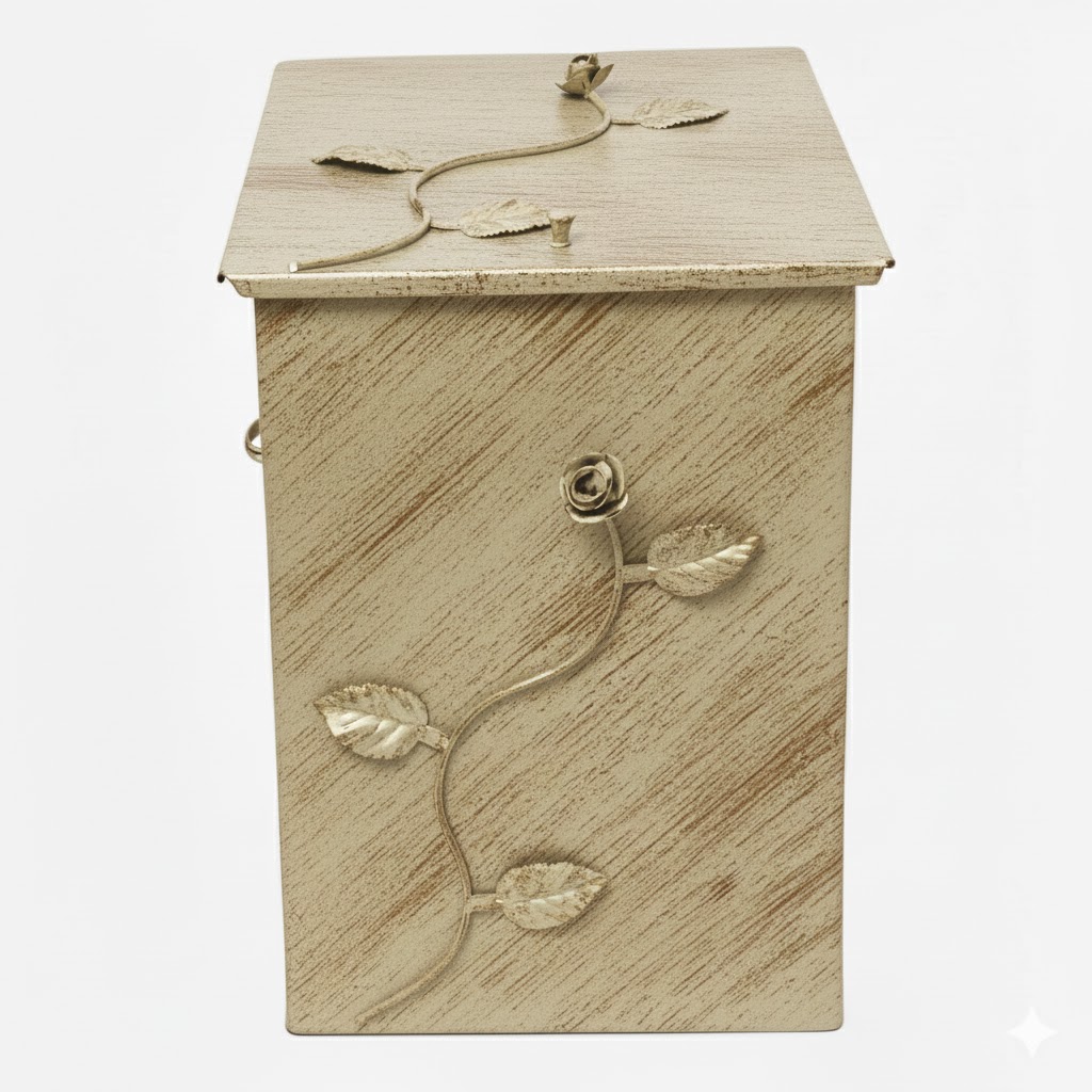 Κάδος - Ξυλοθήκη Μεσαία Σχέδιο Λουλούδι Strass (811) Εκρού Πατίνα Χρυσό