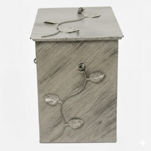 Κάδος - Ξυλοθήκη Μεσαία Σχέδιο Λουλούδι Strass (811) Εκρού Πατίνα Ασημί