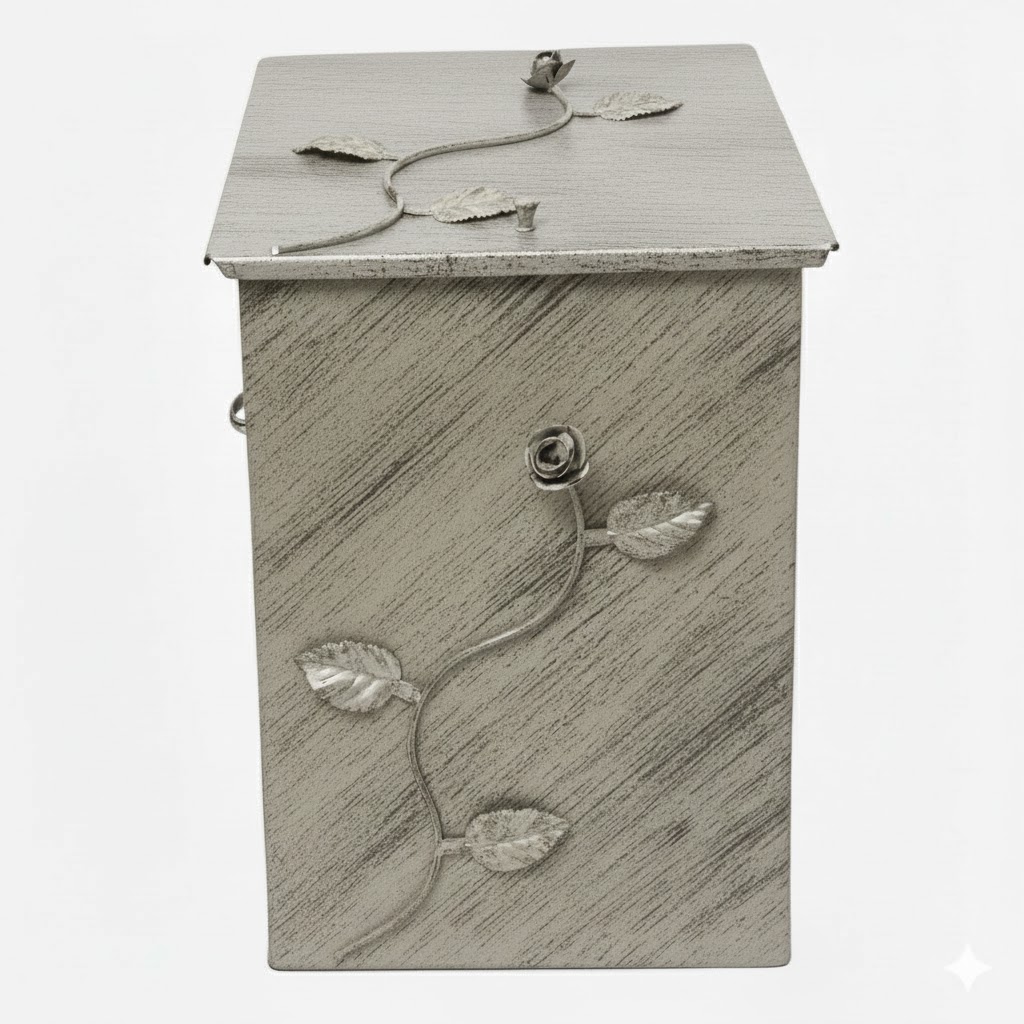 Κάδος - Ξυλοθήκη Μεσαία Σχέδιο Λουλούδι Strass (811) Εκρού Πατίνα Ασημί