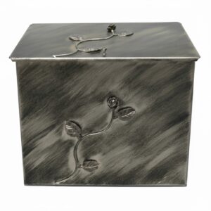 Κάδος - Ξυλοθήκη Μεγάλος Σχέδιο Λουλούδι Strass (812) Πατίνα Ασημί