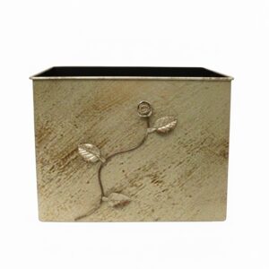 Κάδος-Ξυλοθήκη Ορθογώνιος Σχέδιο Λουλούδι Strass (813)Εκρού Πατίνα Χρυσό