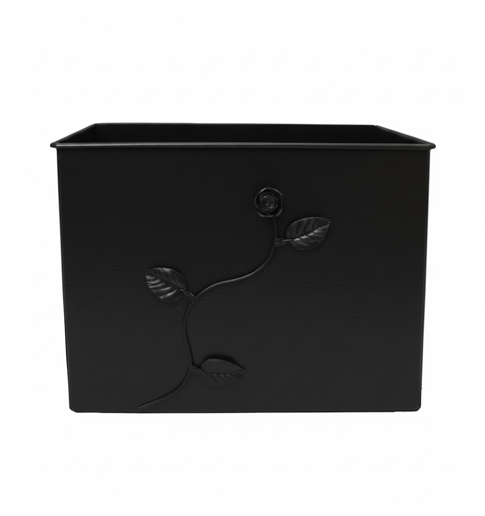 Κάδος-Ξυλοθήκη Ορθογώνιος Σχέδιο Λουλούδι Strass (813) Μαύρο