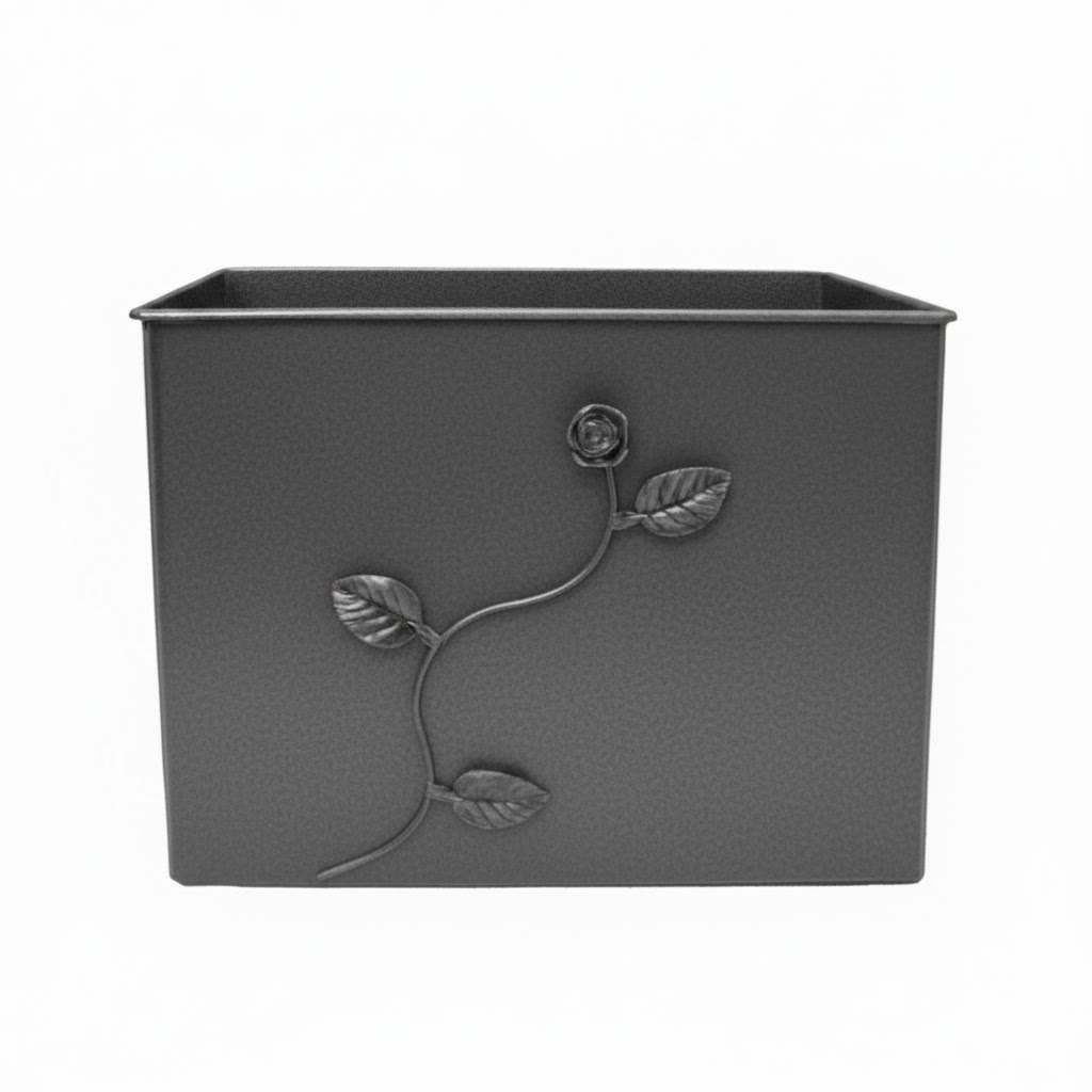 Κάδος-Ξυλοθήκη Ορθογώνιος Σχέδιο Λουλούδι Strass (813) Σκουριά