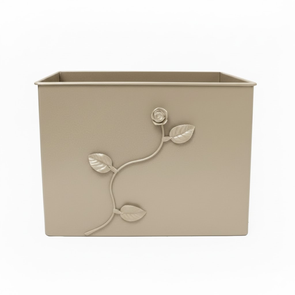Κάδος-Ξυλοθήκη Ορθογώνιος Σχέδιο Λουλούδι Strass (813) Εκρού