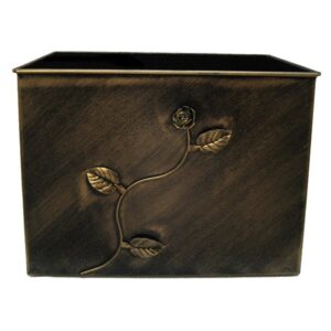 Κάδος-Ξυλοθήκη Ορθογώνιος Σχέδιο Λουλούδι Strass (813) Πατίνα Χρυσό