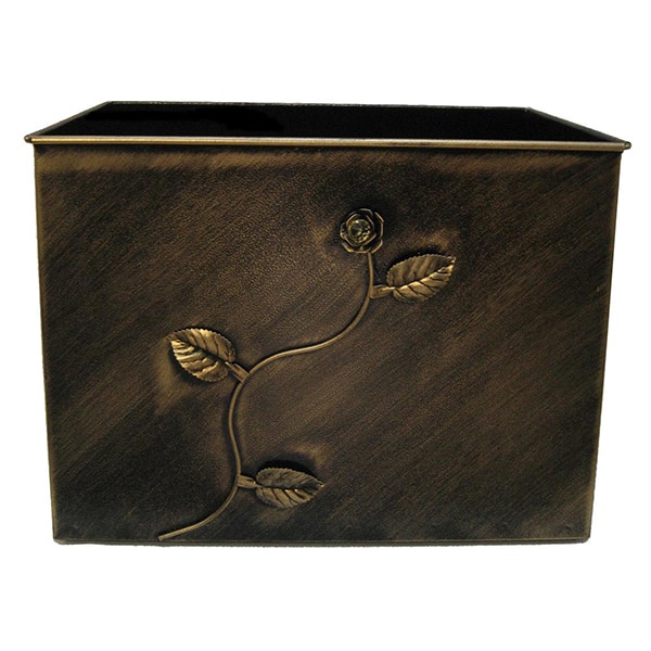 Κάδος-Ξυλοθήκη Ορθογώνιος Σχέδιο Λουλούδι Strass (813) Πατίνα Χρυσό