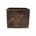 Κάδος-Ξυλοθήκη Τετράγωνος Σχέδιο Λουλούδι Strass (814) Πατίνα Χαλκός