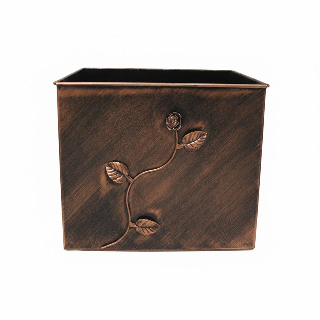 Κάδος-Ξυλοθήκη Τετράγωνος Σχέδιο Λουλούδι Strass (814)