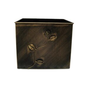 Κάδος-Ξυλοθήκη Τετράγωνος Σχέδιο Λουλούδι Strass (814) Πατίνα Χρυσό