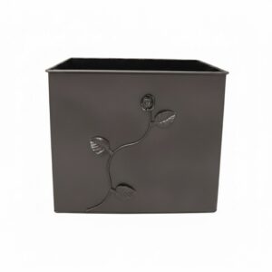 Κάδος-Ξυλοθήκη Τετράγωνος Σχέδιο Λουλούδι Strass (814) Σκουριά