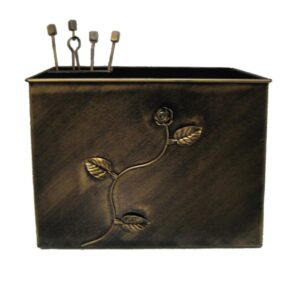 Κάδος-Ξυλοθήκη Ορθογώνια Σχέδιο Λουλούδι Strass Σετ Τζακιού (815) Πατίνα Χρυσό