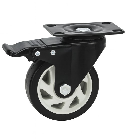 Ρόδα περιστρεφόμενη  Φ-150mm Υ:185mm για βάρος μέχρι 110Kg με φρένο