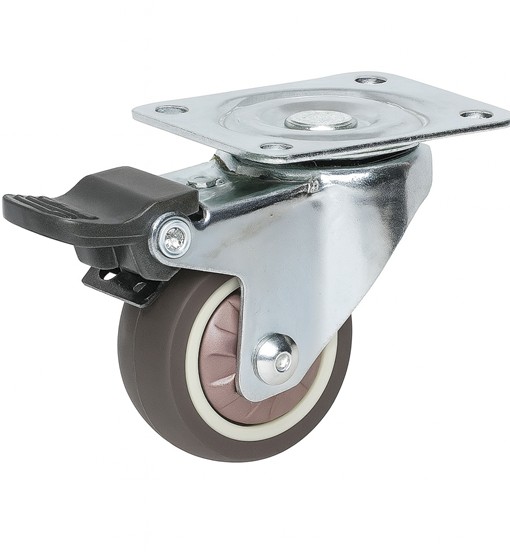 Ρόδα περιστρεφόμενη  Φ-100mm Υ:130mm για βάρος μέχρι 50Kg με φρένο