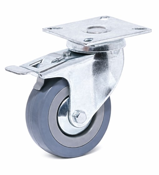 Ρόδα περιστρεφόμενη  Φ-75mm Υ:104mm για βάρος μέχρι 45Kg με φρένο