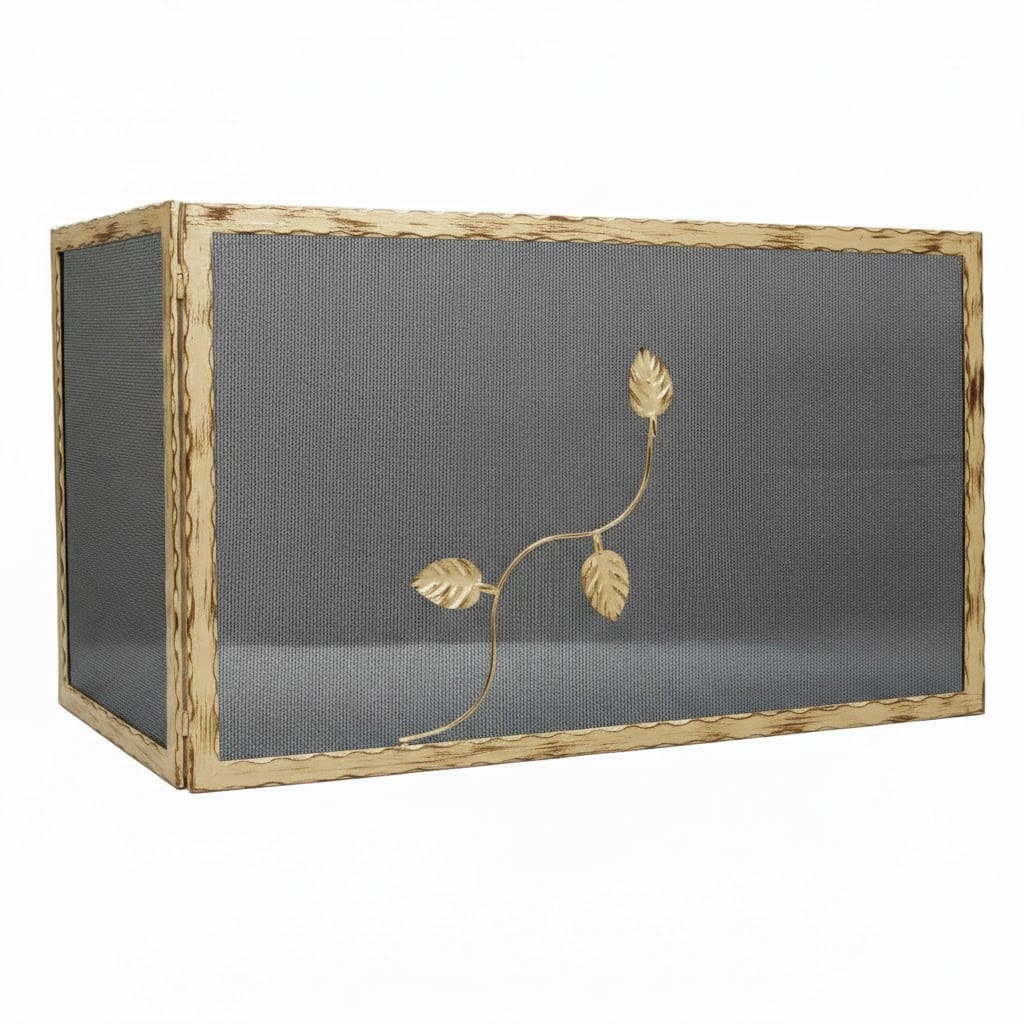 Σίτα Τζακιού Μονόφυλλη Λάμα Κυματιστή Σχέδιο Φύλλα (2520) Εκρού Πατίνα Χρυσό