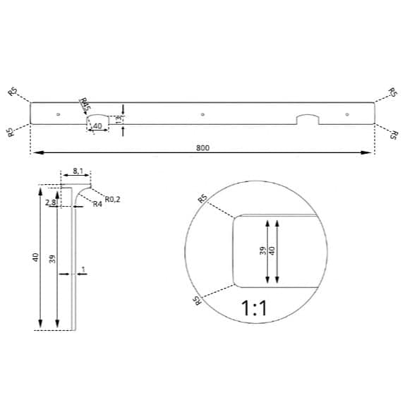 Ενωτικό Πάγκου 4cm Γωνία 80cm Λευκό Ματ R05 KDM - Image 2