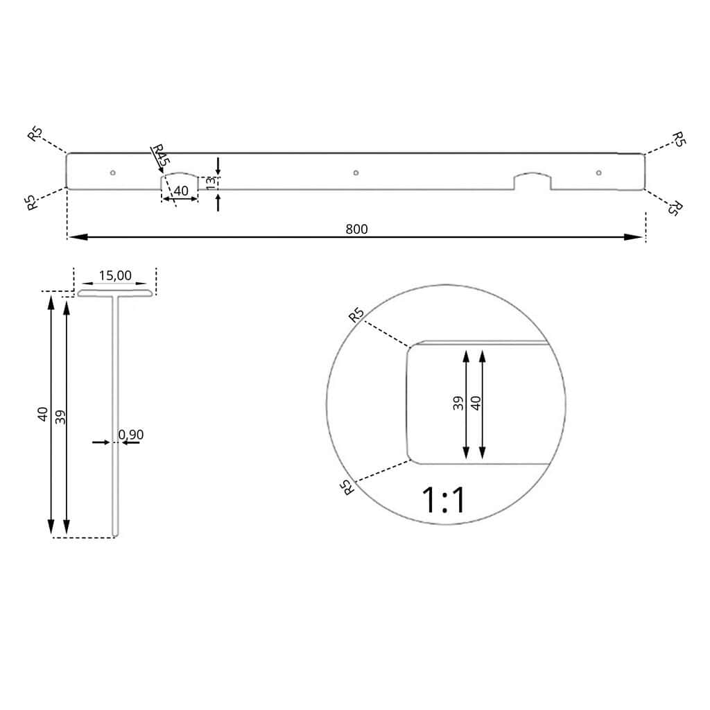 Ενωτικό Πάγκου 4cm Ταφ 80cm Λευκό Ματ R05 KDM - Image 2